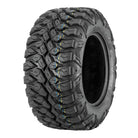 Angled view of the rear 27x11R14 QBT846 8-ply heavy duty all-terrain radial UTV, ATV, and SXS tire.