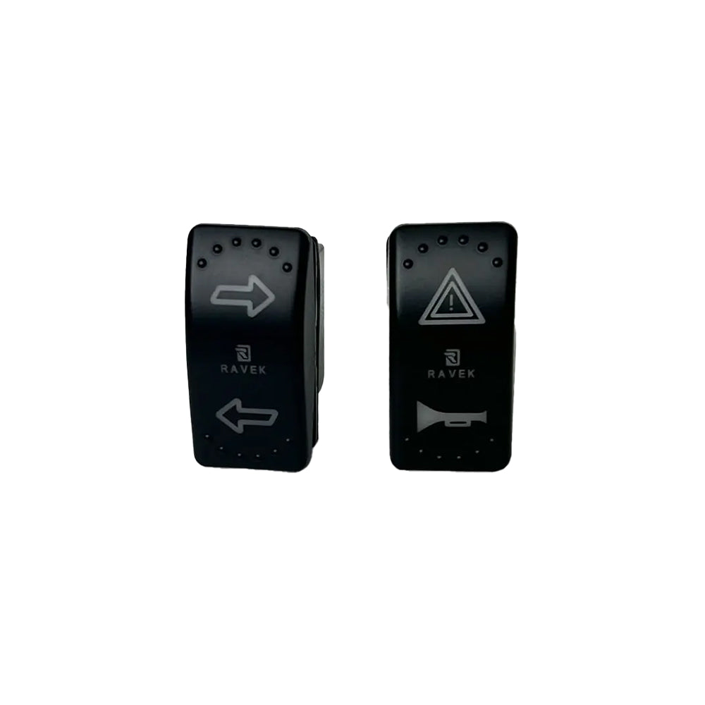Close up view of the two included backlit rocker switches for the APEX UTV and Side-by-Side TSK.