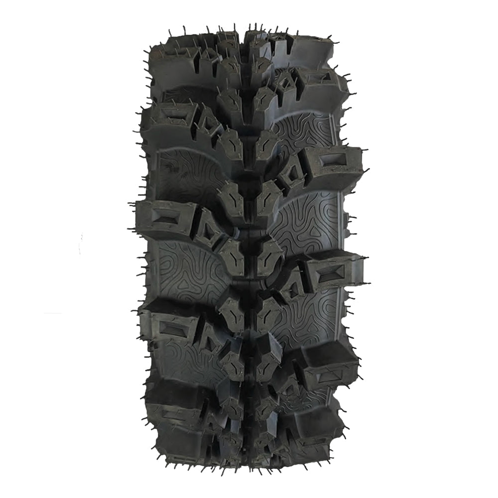 Tread pattern view of the directional deigned, smooth riding, all new Made in the USA Stat FC-318 extreme performance all-terrain UTV tire, offered with free shipping by Ride or Die Tire.