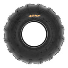 Full sidewall view of SunF ATV tires made for 8" rims with overall heights ranging from 18" to 21", using rugged 6-ply construction.