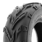 Close up detailed tread pattern and lug design view of the checkmark style center tread pattern of the SunF A004 ATV/Quad and UTV tire lineup.