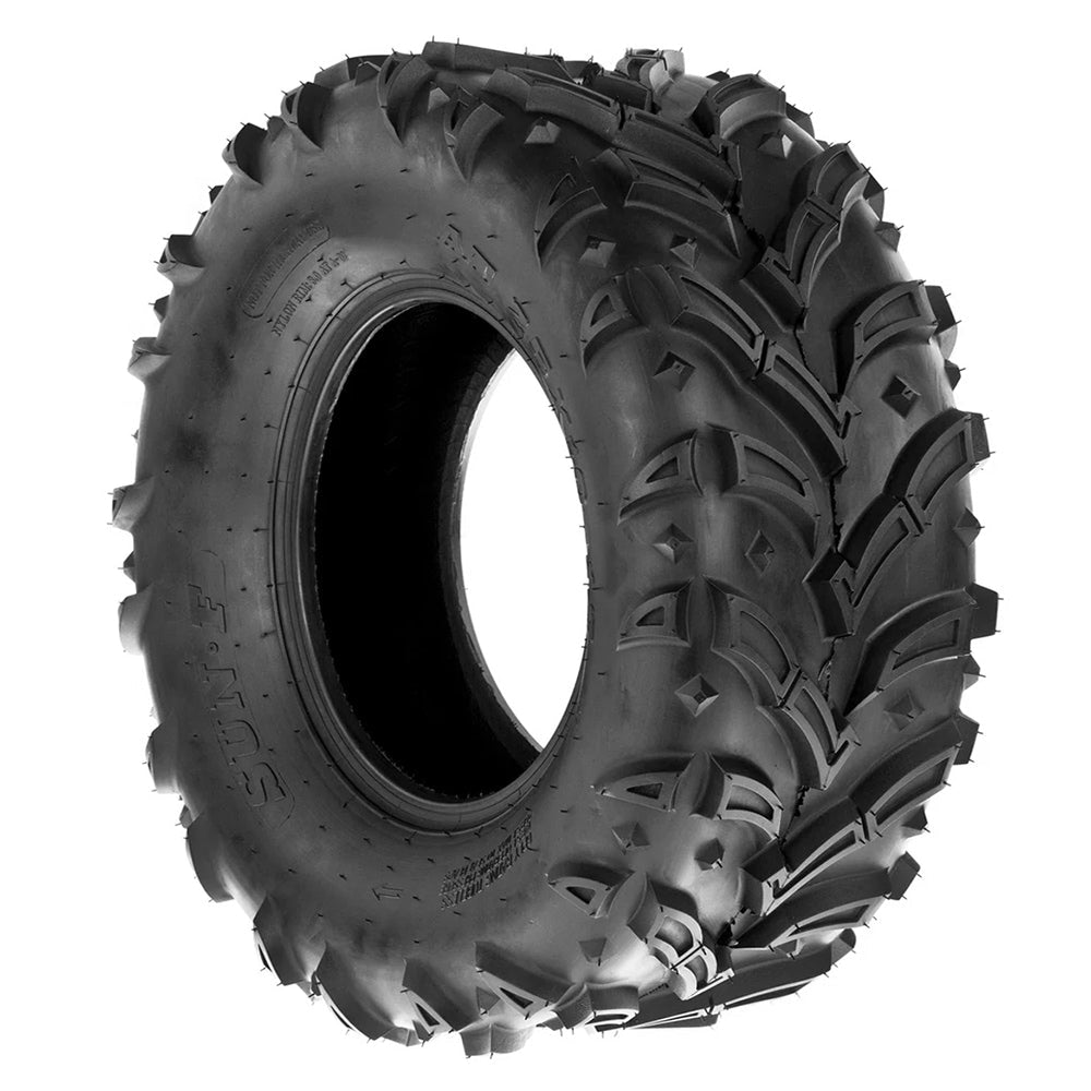 Individual / Single SunF A024-1 rear atv and utv tire in 25x10-12 size, featuring directional mud all-terrain design and 6-ply bias rating, great price and offered with fast and free shipping.