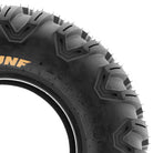 Close up view of the 255/65R12 tubeless radial UTV A043 all terrain tire.