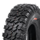Close up view of the alternating shoulder tread block design featured on the new SunF A060 Matador 8-Ply Radial UTV tire, manufactured with clamshell mold technology, and designed to perform great on a wide variety of terrains.