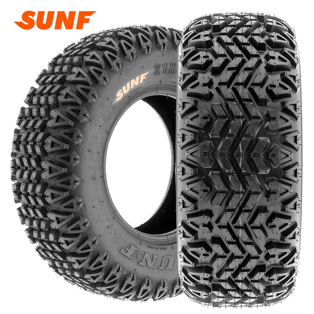Main product image with SunF logo for the G003 lawn, garden, turf, and golf cart 4-ply all terrain tire, available in a wide variety of sizes, featuring a popular tread pattern, sold by authorized SunF dealer Ride or Die Tire.