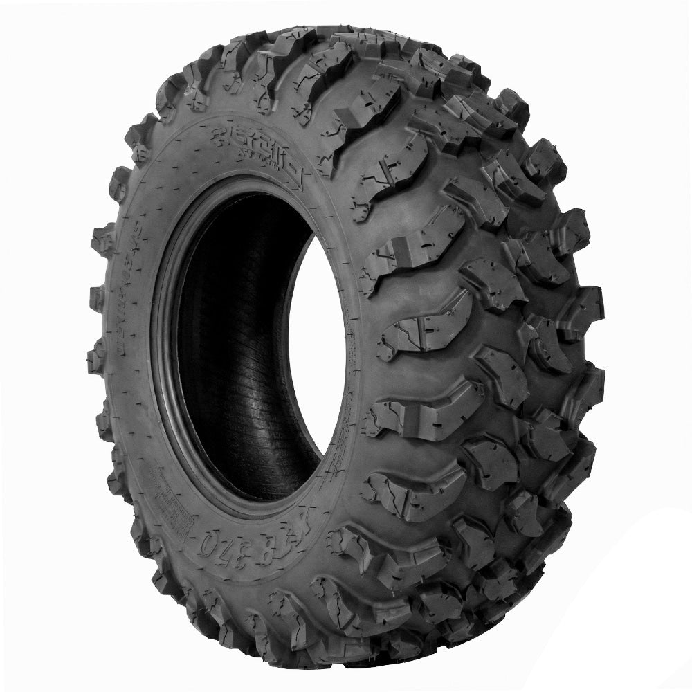 Angled view of the popular System 3® XTR370 all-terrain 8-ply radial UTV and SXS tire, available for 14", 15", 18", and 20" rims, all offered with fast and free shipping.