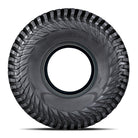 Sidewall view of the WWL31 Rock Poison rock crawling high performance UTV and SXS tire by Journey, showcasing the rugged wrap-around staggered shoulder lug design and attractive sidewall.