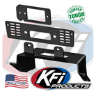 Made in the USA promotional photo of KFI Products Polaris Ranger winch mounting brackets, featuring high quality construction and tough powder coated finish.