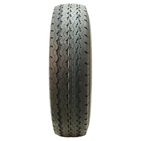 Tread pattern view of the KR18 Karrier HD Kenda Trailer Tire LRF Load Range F 16" tire with 12-Ply Steel Belted Radial Construction and 3,960 pound load rating.