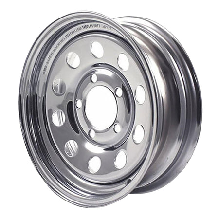 14" Kenda Steel Trailer Wheel (14x5.5JJ / 0-Offset / 3.19 Pilot) Chrome, Dexstar Part# 20368.