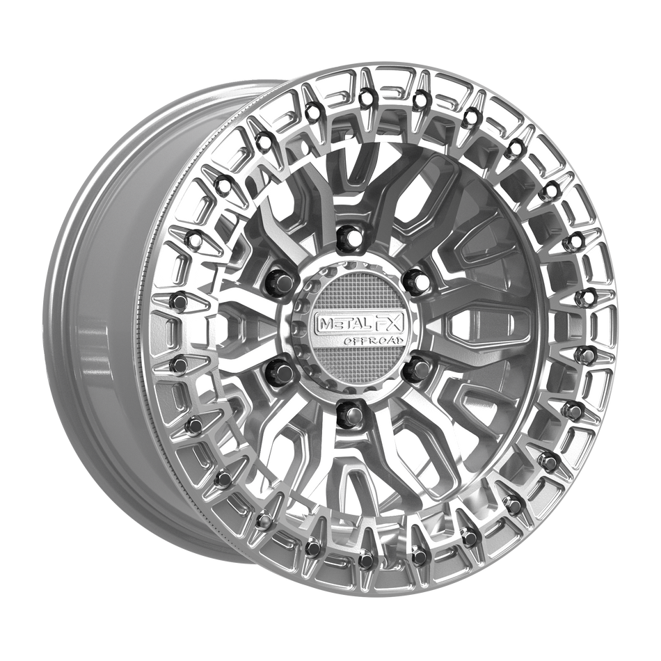 Metal FX® Mayhem 6R Beadlock 15" UTV Wheel | Gloss Silver Machined