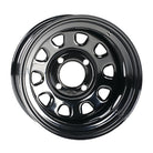 14"x7" ITP Delta Steel UTV wheel, in gloss black finish, and featuring 4x110 bolt pattern and standard negative offset 2+5, offered with free shipping by Ride or Die Tire, Item #D14R511 and Manufacturer #1425544014B.