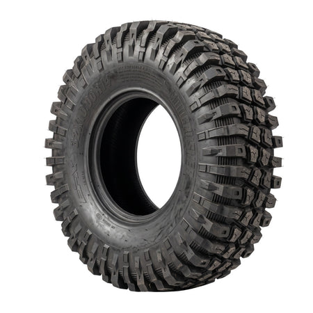 EFX MotoCrusher UTV tire with deep, aggressive tread blocks, shown at a three-quarter angle on a plain white background.
