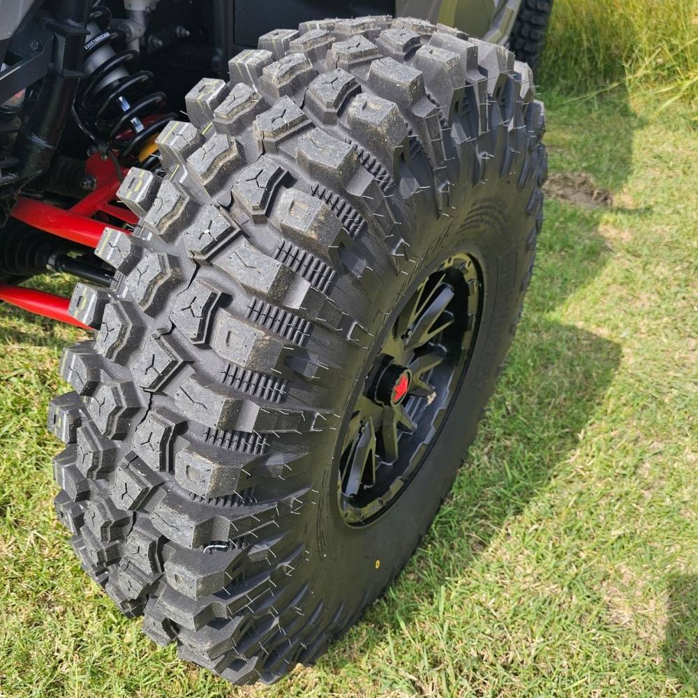 EFX MotoCrusher UTV tire installed on a UTV showing tread features