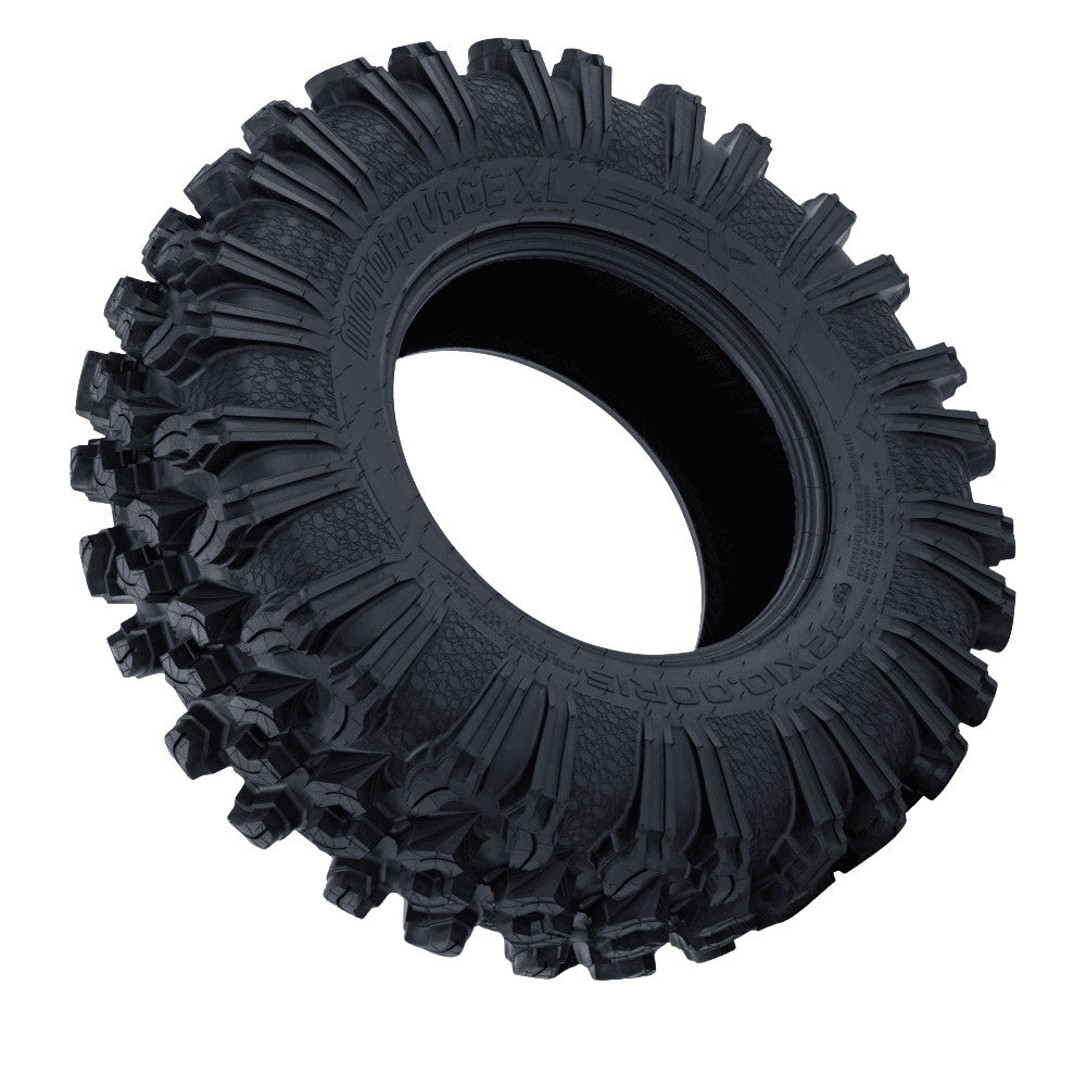 EFX MotoRavage XL tire tilted and angled on white background