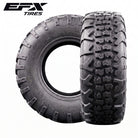 Two EFX Motovator R/T tires with prominent tread pattern on a white background, featuring EFX Tires branding.