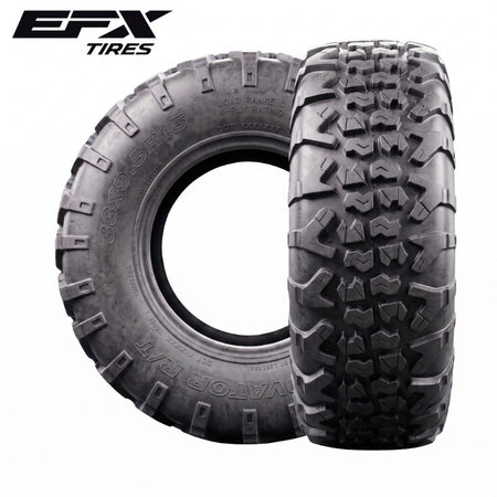 Two EFX Motovator R/T tires with prominent tread pattern on a white background, featuring EFX Tires branding.