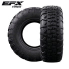 Two EFX Motovator R/T tires with prominent tread pattern on a white background, featuring EFX Tires branding.