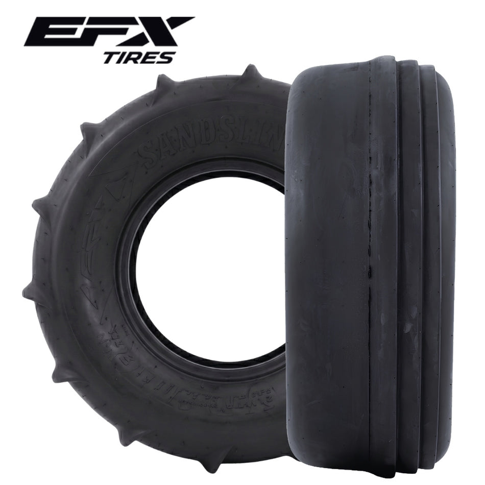 EFX Sandslinger tire front and rear on white background with EFX logo