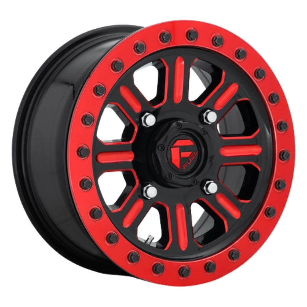 Fuel Hardline (D911) UTV Wheel in glass black red tinted clear on a white background
