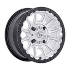 Fuel UTV FV866 Piston 15x7 Inch Wheel with Hyper Silver Machined Finish and Matte Black Lip on white background