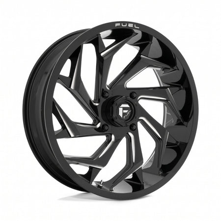 Fuel UTV D753 Reaction Black Milled Wheel shown at a slight angle on white background