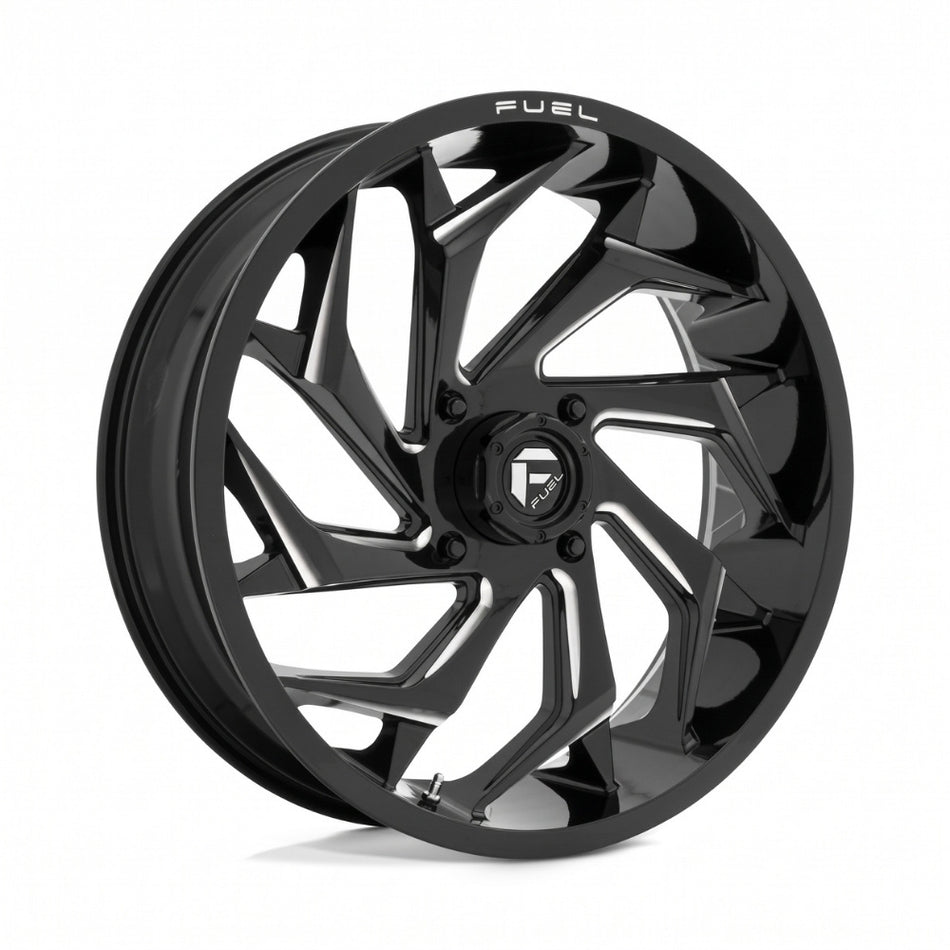Fuel UTV D753 Reaction Black Milled Wheel shown at a slight angle on white background