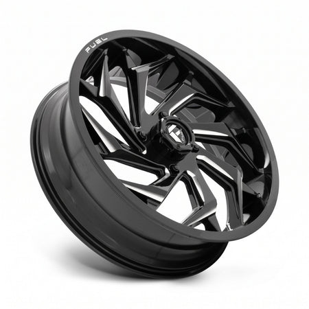 Fuel UTV D753 Reaction Black Milled Wheel shown at an upward angle on white background