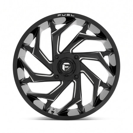 Fuel UTV D753 Reaction Black Milled Wheel highlighting the spoke design and wheel face on white background