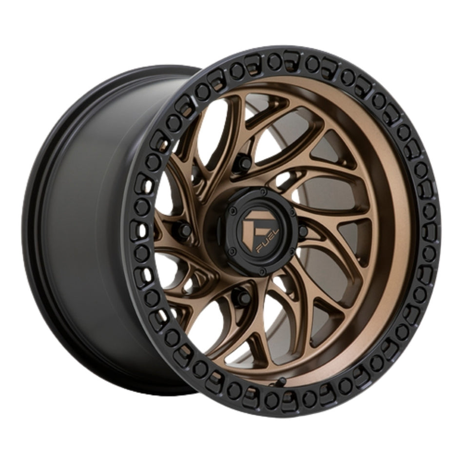 Fuel UTV Runner Simulated Beadlock Wheel- Bronze with black ring slightly angled on a white background