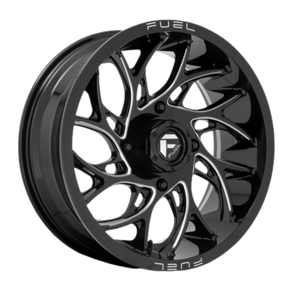 Fuel UTV Runner UTV Wheel- Gloss Black Milled on a slight angle on a white background
