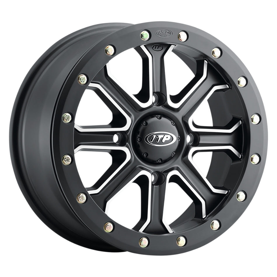 ITP Inertia UTV / ATV Wheel- Matte Black with Machined Accents single wheel on white background