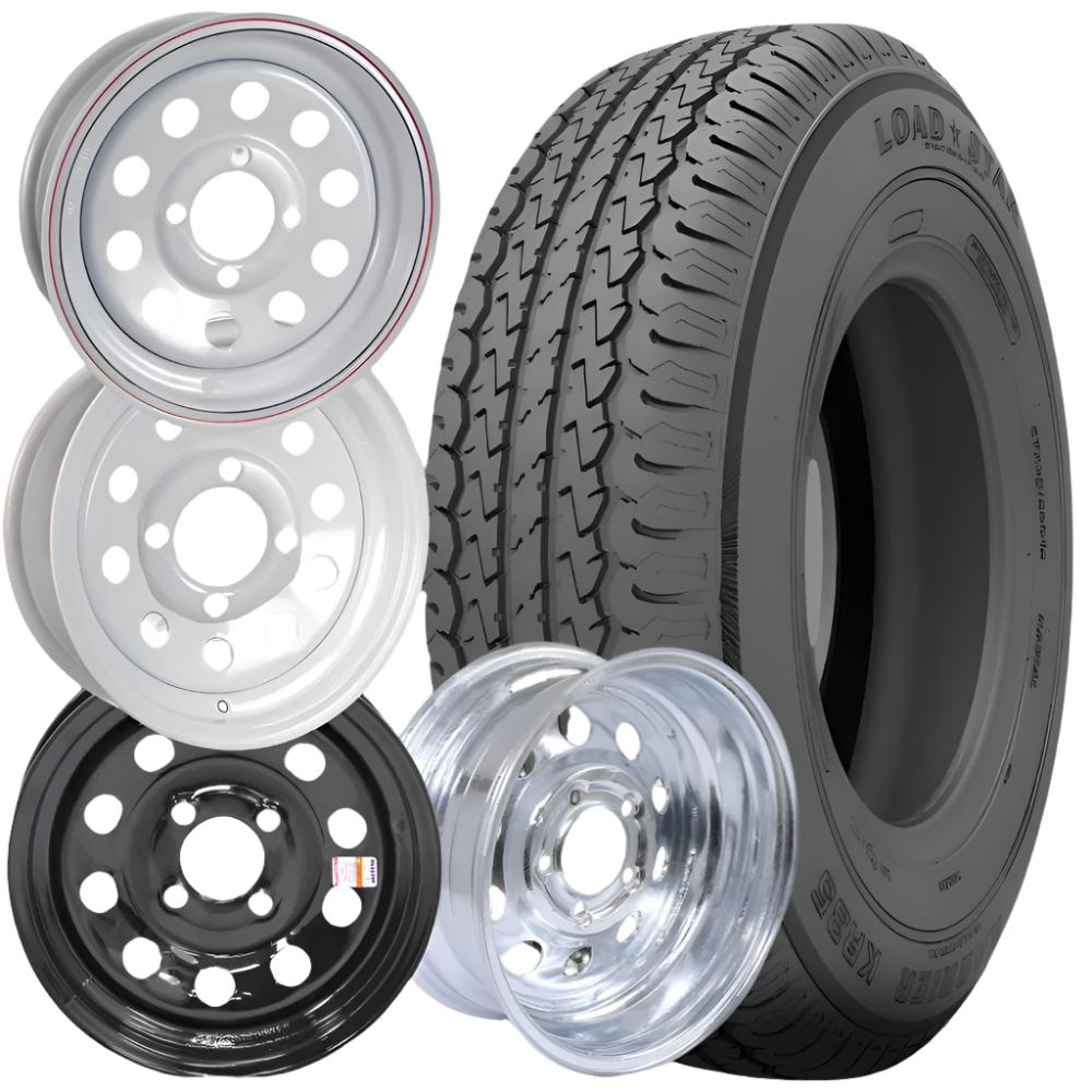 Karrier (KR35) ST185/80R13 Radial Trailer Tire (Load Range E) - 13" Steel MOD Wheel (4 on 4.0 Bolt Pattern) | Kenda®