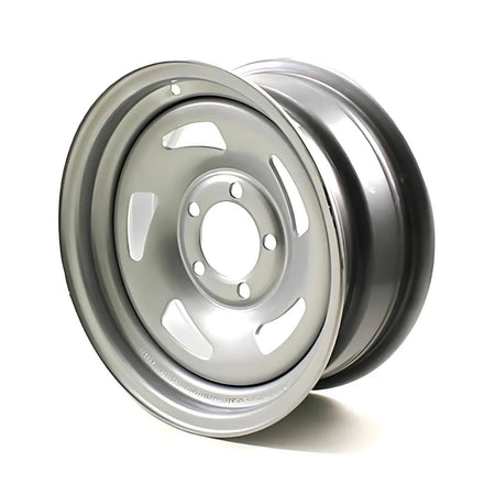 Dexstar Silver Directional steel trailer wheel angled