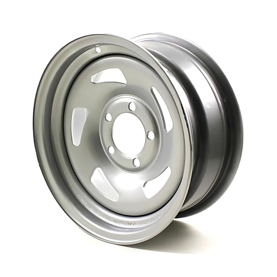 Dexstar Silver Directional steel trailer wheel angled