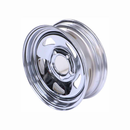 Dexstar Chrome Directional steel trailer wheel angled