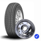 Kenda KR03 Trailer tire with Dexstar Chrome directional trailer wheel and blue check mark