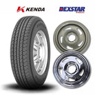 Kenda Karrier KR03 Trailer tire with Dexstar Steel Silver & Chrome Directional trailer wheels w/ logos