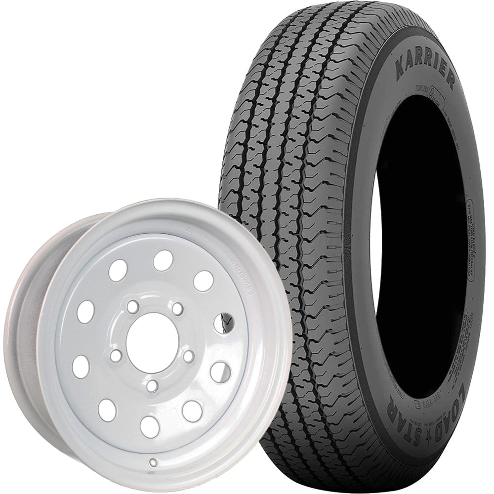 Kenda® Karrier Radial Trailer Tire (KR03) and 13" MOD Steel Trailer Wheel Combo - White Wheel