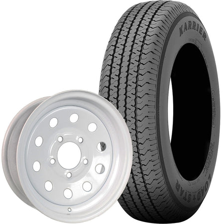 Kenda® Karrier Radial Trailer Tire (KR03) and 13" MOD Steel Trailer Wheel Combo - White Wheel