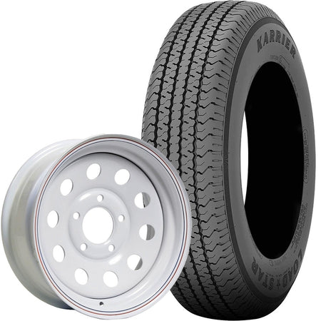 Kenda® Karrier Radial Trailer Tire (KR03) and 13" MOD Steel Trailer Wheel Combo - White w/ Stripes Wheel