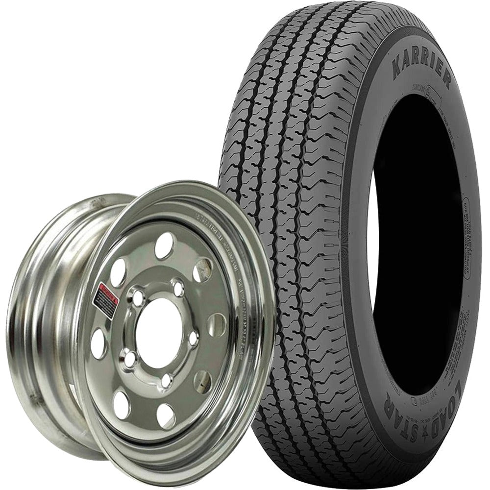 Kenda® Karrier Radial Trailer Tire (KR03) and 13" MOD Steel Trailer Wheel Combo - Chrome Wheel