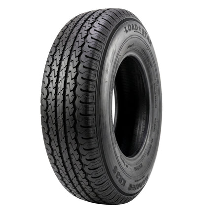 A single Kenda Karrier KR35 trailer tire shown at a three-quarter angle on a plain white background