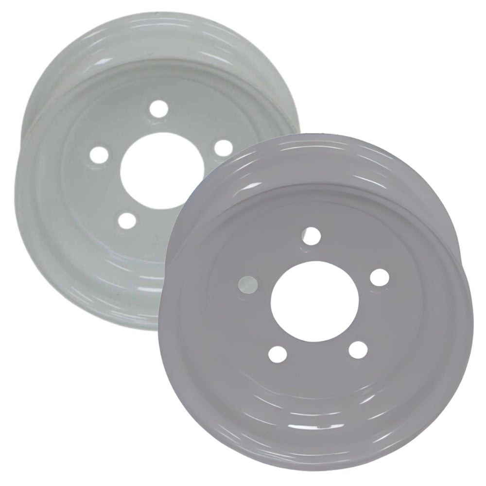 8" Kenda Steel Solid Center Trailer Wheels (8x3.75 / 5-4.5 Bolt Pattern) White and Silver