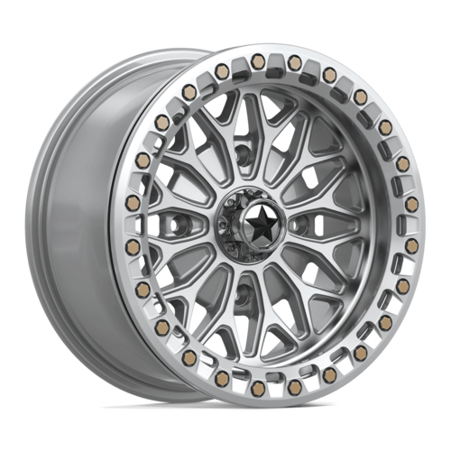 MSA Offroad Wheels MA53 BOLO UTV Beadlock 15x7 Inch Silver Gloss with Machined Face