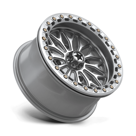 MSA Offroad Wheels MA53 BOLO UTV Beadlock 15x7 Inch Silver Gloss with Machined Face