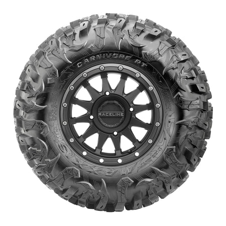Sidewall view of new Maxxis Carnivore RT ML9 high performance off road side by side tire.