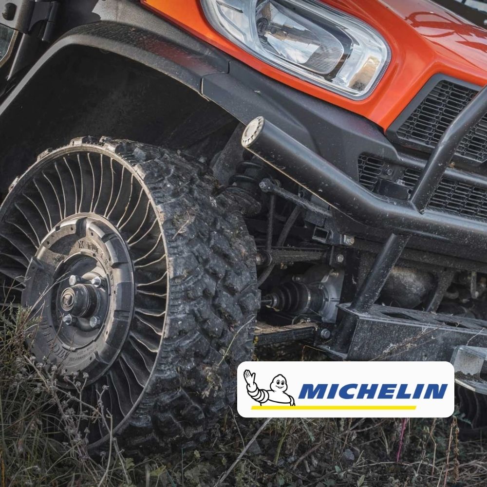 Michelin Tweel Airless Tire on a UTV with Michelin logo