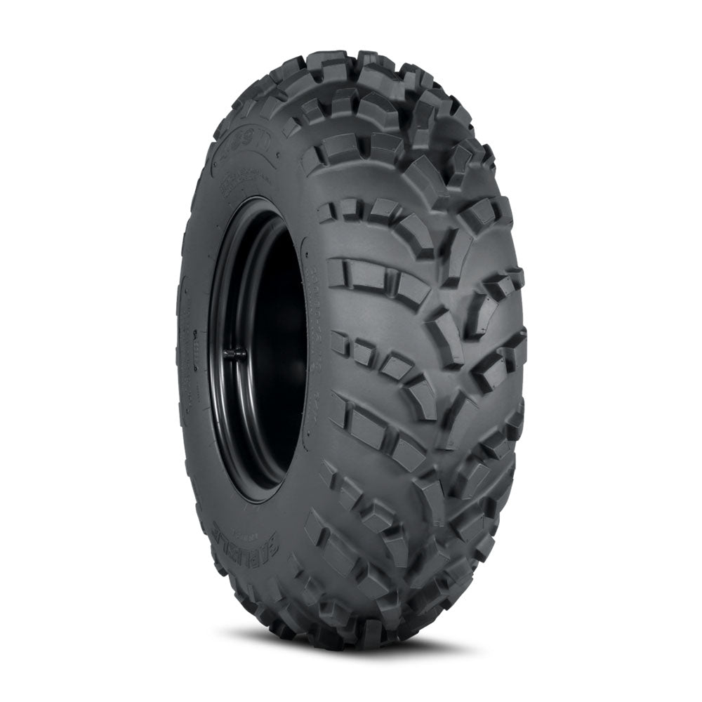 Angled view of the Made in the USA Carlisle AT489 XD front utv and sxs tire.