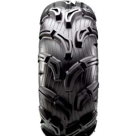 Detailed view of the Maxxis® Zilla UTV Bias 6-Ply Tire tread design and lug pattern, including the lined casing molded design.